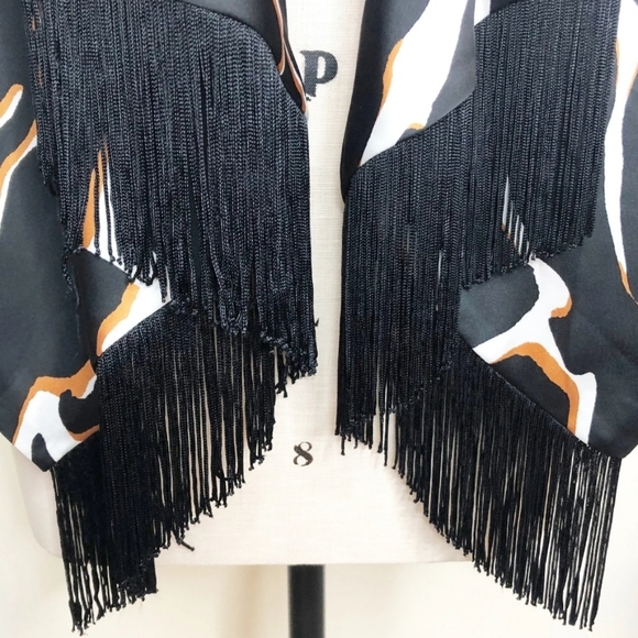 Cache animal print vest, waterfall front vest, fringed vest, leopard vest. sz.L - Picture 6 of 8